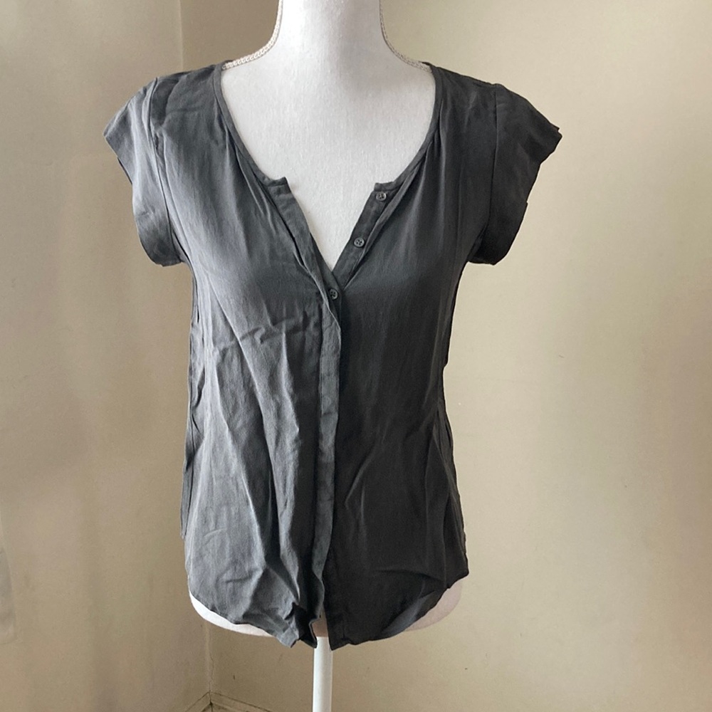 Joie Gray Silk Button-Up
